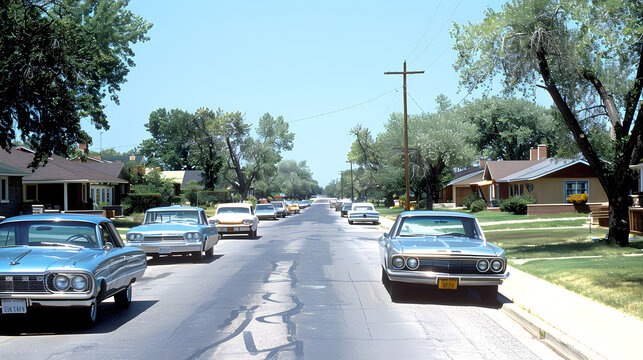 Vintage Small Town America with Community Centers and Family Picnics
