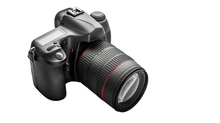 Professional digital photo camera on white background