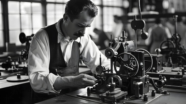 1900s Factory Worker in Vintage Workwear
