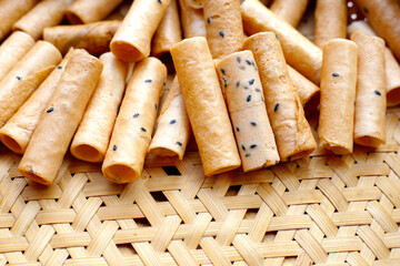 Thai snack, crispy coconut rolls