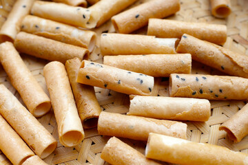 Thai snack, crispy coconut rolls