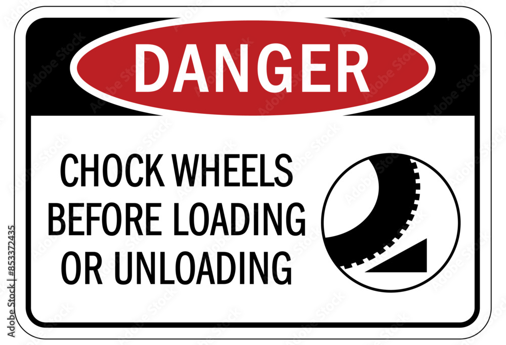 Canvas Prints Chock wheels warning sign chock wheels before loading or unloading