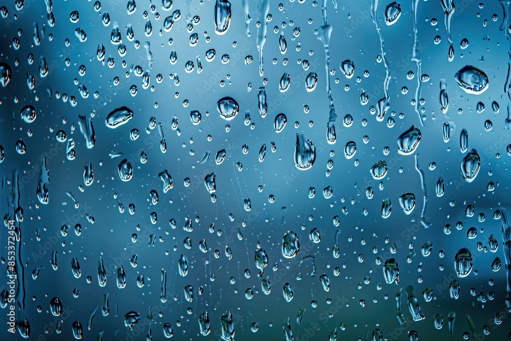Poster a window with raindrops on it. the raindrops are small and scattered, creating a blurry effect. scen