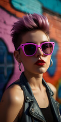 Woman British Punk Rock 1980s Sunglasses New Wave Fashion Cosmetics Beauty