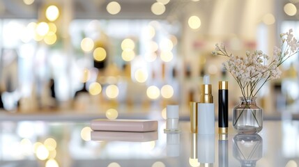 Luxury Cosmetics on Blurred Background