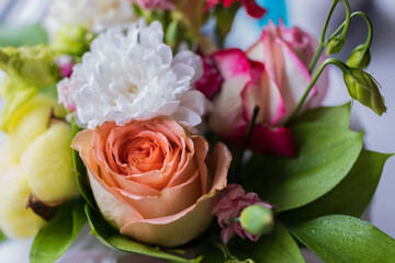 Delicate festive bouquet. Beautiful floral background.