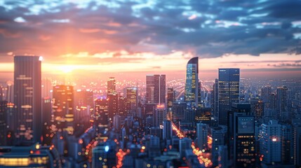 Fototapeta premium Vibrant Cityscape at Dusk