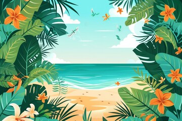 Fototapeta premium Summer Background illustration created with Generative AI