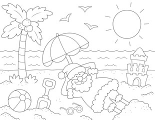 christmas in july coloring page for adults or kids. you can print it on standard 8.5x11 inch letter paper