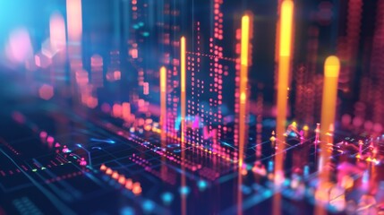 Digital Data Visualization in Blue and Pink