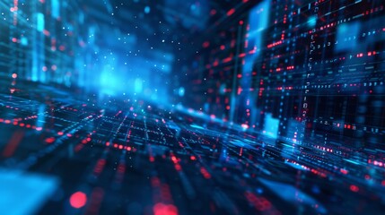 Digital Data Streams in Futuristic Server Room