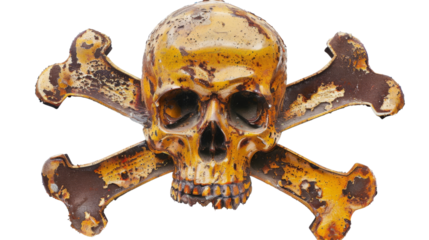 Danger sign with skull and cross bones on white background