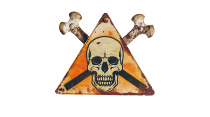 Danger sign with skull and cross bones on white background