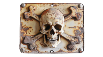 Danger sign with skull and cross bones on white background