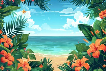 Summer Background illustration created with Generative AI