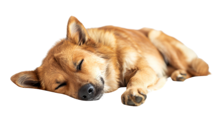 Sleeping dog, dog is sleeping on white background