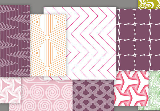 Collection of seamless geometric minimalistic patterns
