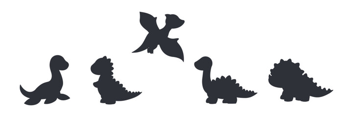 Set of dinosaur silhouettes. Different types of dinosaurs.  Vector illustration. © Mayartlab