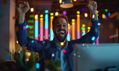 Fototapeta premium happy and excited businessmen investing