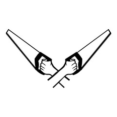 Hand Holding Saw Logo
