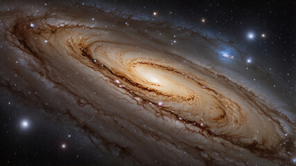 A detailed close-up of the Milky Way galaxy, showcasing its intricate structure and vibrant core

