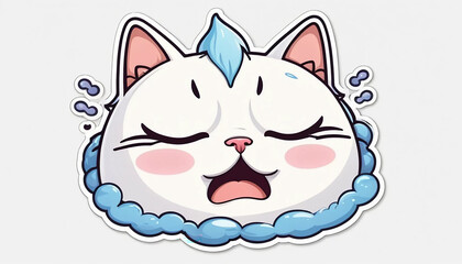 White background stickers, cute cartoon design. Crying cat Sticker
