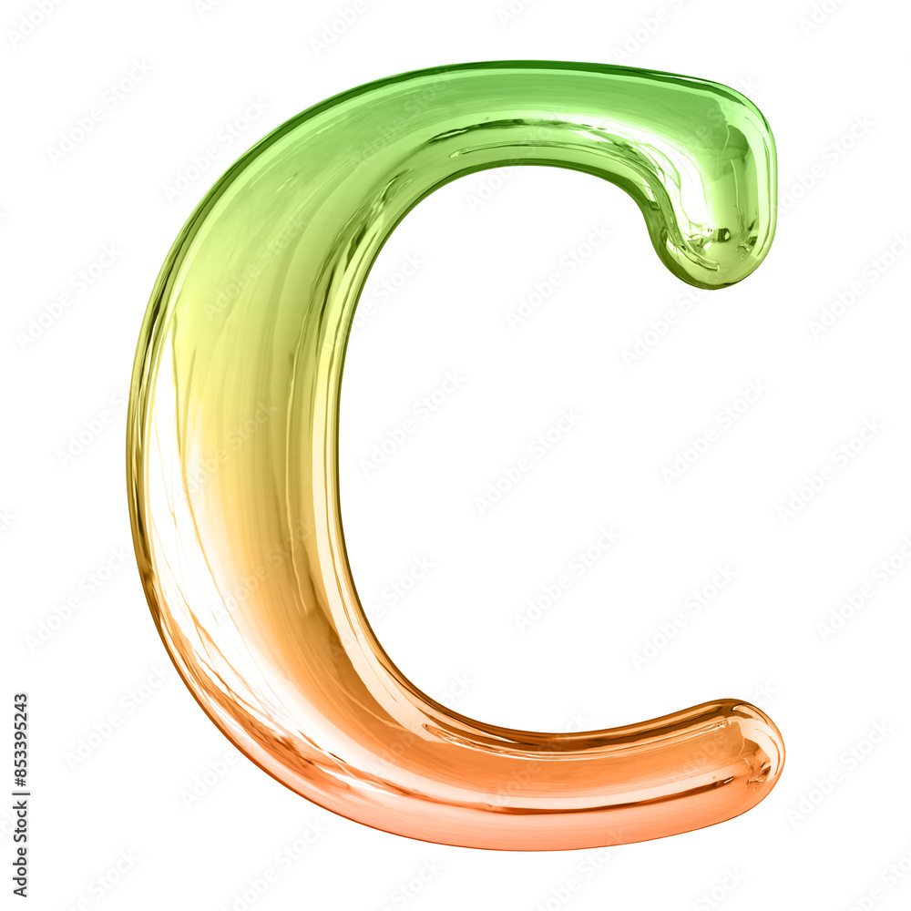 Poster gradient 3d font letter c uppercase