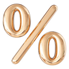Gold 3D Percent Symbol