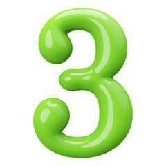Green 3D Number 3