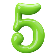 Green 3D Number 5