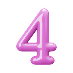 Pink 3D Number 4
