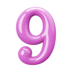 Pink 3D Number 9