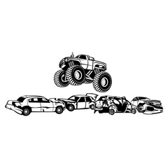 Monster Truck Smashing Cars © VektorzDesign