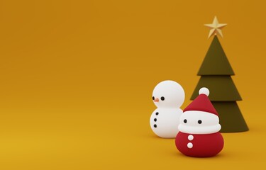 3D素材_クリスマスツリー_サンタ_雪だるま