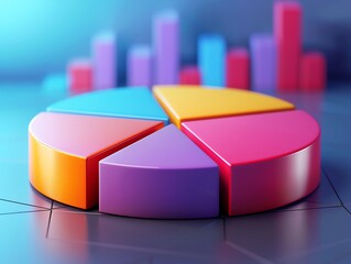 Obraz premium Abstract pie chart icon with floating segments, illustrating financial distribution and analysis