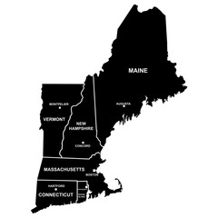 New England Map States New England New England