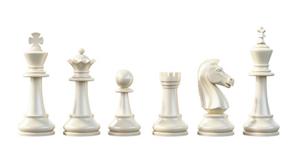 set of Chess figure piece for strategy board game isolated on transparent background, business Intellectual game concept