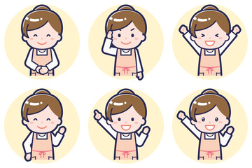 女性保育士のポーズセット_01