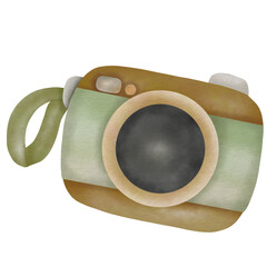 brown-green camera ,photos of traveling, summer vacation, summer set