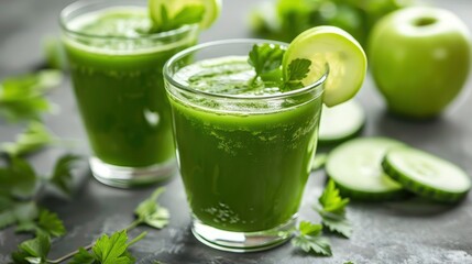 Refreshing Green Smoothie with Cucumber and Parsley