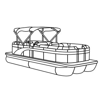 black and white pontoon boat outline clip art preview