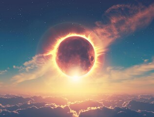 Obraz premium Solar Eclipse Over Cloudscape