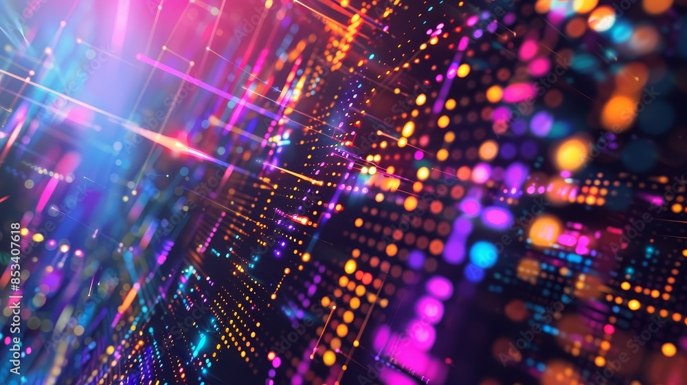 Poster vibrant abstract technology network concept - an abstract technological design with vibrant colors r