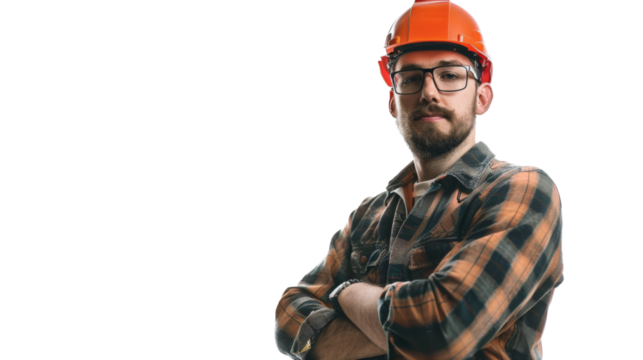 Engineer on white background