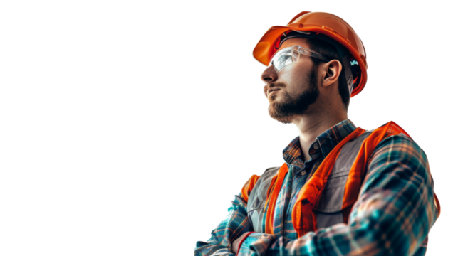 Engineer on white background