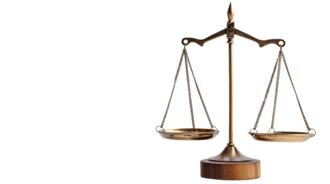 Fairness scales of justice on white background