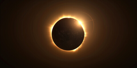 Obraz premium Moon solar eclipse. Rare mysterious natural phenomenon concept. The dark silhouette of moon with clouds landscape
