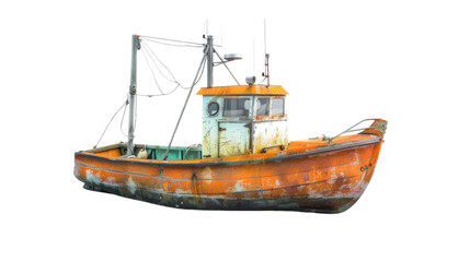Naklejka premium Fishing boat on white background