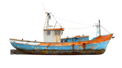 Fototapeta premium Fishing boat on white background