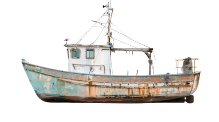 Fishing boat on white background